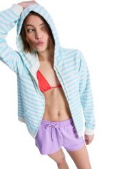 Bluza z kapturem dla Kobiety PERFECT STRIPE Niebieski. Niebieskie bluzy z kapturem damskie Roxy, xs, z bawełny. Za 130.00 zł.
