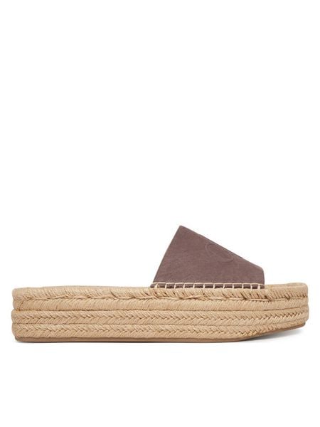 Calvin Klein Espadryle Flatf Espa Mule Nub Mg HW0HW02890 Brązowy. Brązowe espadryle damskie CALVIN KLEIN, bez wzorów, z nubiku, bez obcasa. Za 449.99 zł.