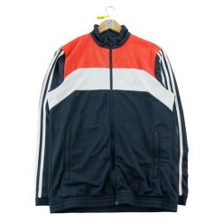 Second life - Kurtka męska granatowa - Stan dobry. Niebieskie kurtki męskie Adidas, m, bez wzorów, z materiału, eleganckie, bez kaptura. Za 124.96 zł.