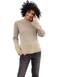 Heine Sweter w kolorze beżowym rozmiar: 34. Brązowe swetry klasyczne damskie Heine, prążkowane, bez kołnierzyka. Za 82.99 zł.