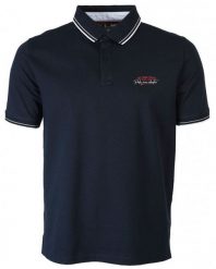 Koszulka POLO z Kołnierzykiem, Granatowa Krótki Rękaw -PAKO JEANS. Niebieskie koszulki polo męskie Pako Jeans, m, bez wzorów, z bawełny, bez ramiączek. Za 119.00 zł.