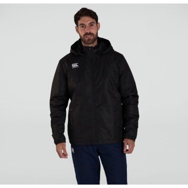 Kurtka wodoodporna Canterbury Club Vaposhield Stadium. Czarne kurtki męskie CANTERBURY, m, bez wzorów, z softshellu, bez kaptura. Za 672.50 zł.