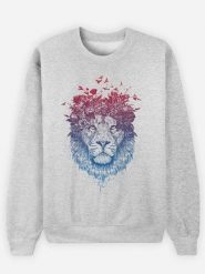 WOOOP Bluza "Floral Lion" w kolorze szarym rozmiar: S. Szare bluzy bez kaptura damskie Wooop, s, z bawełny. Za 113.36 zł.
