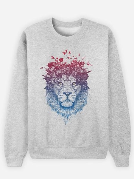 WOOOP Bluza "Floral Lion" w kolorze szarym rozmiar: S. Szare bluzy bez kaptura damskie Wooop, s, z bawełny. Za 86.95 zł.