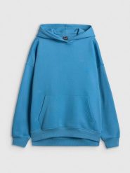 4F Bluza dresowa loose z kapturem damska - niebieska M. Niebieskie bluzy z kapturem damskie 4f, m, z dresówki. Za 199.99 zł.