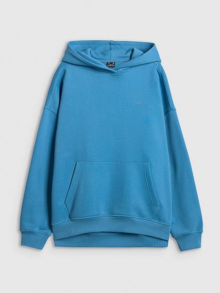 4F Bluza dresowa loose z kapturem damska - niebieska M. Niebieskie bluzy z kapturem damskie 4f, m, z dresówki. Za 199.99 zł.