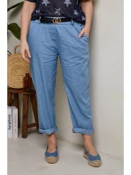 Curvy Lady Spodnie w kolorze błękitnym rozmiar: 44/46. Niebieskie spodnie materiałowe damskie Curvy Lady, bez wzorów, z bawełny, klasyczne, z standardowym stanem. Za 119.40 zł.