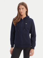 Lacoste Bluza SF5256 Granatowy Regular Fit. Niebieskie bluzy bez kaptura damskie Lacoste, z bawełny. Za 639.99 zł.