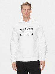 Calvin Klein Bluza Enlarged Logo K10K114261 Biały Regular Fit. Białe bluzy bez kaptura męskie CALVIN KLEIN, l, z bawełny. Za 249.99 zł.