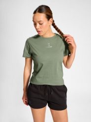 Damska bawełniana koszulka w jodełkę Hummel Active. Zielone bluzki sportowe damskie HUMMEL, xs, z bawełny, bez kołnierzyka, bez ramiączek. Za 191.00 zł.
