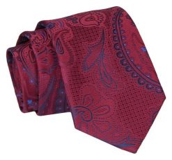Krawat - ALTIES - Czerwony, Duży Wzór. Czerwone krawaty i muchy męskie Alties, bez wzorów, z tkaniny, eleganckie. Za 49.00 zł.