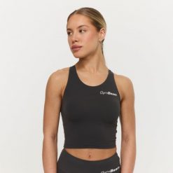 Top damski fitness slim antracytowy BEAT. Szare topy sportowe damskie GYMBEAM, m, bez wzorów, z elastanu, bez ramiączek. Za 83.90 zł.