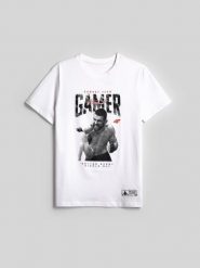 4F T-shirt regular z nadrukiem męski 4F | Mateusz Gamrot - biały M. Białe t-shirty męskie 4f, l, z aplikacjami, z bawełny, bez kołnierzyka. Za 129.99 zł.