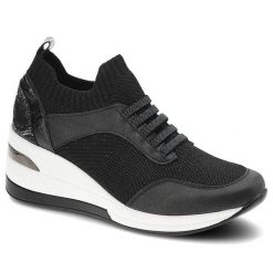 Półbuty damskie Artiker, materiał tekstylny i syntetyczny z elastyczną cholewką typu slip-on sportową konstrukcją, czarny, 50C1201. Czarne półbuty damskie Artiker, bez wzorów, z dzianiny, eleganckie, bez obcasa, na koturnie. Za 135.00 zł.