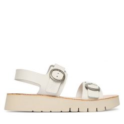 Sandały Fly London. Białe sandały damskie Fly London, bez wzorów, bez obcasa, na płaskiej podeszwie. Za 505.99 zł.