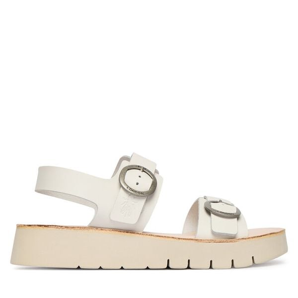 Sandały Fly London. Białe sandały damskie Fly London, bez wzorów, bez obcasa, na płaskiej podeszwie. Za 505.99 zł.