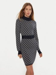 Guess Sukienka dzianinowa Lise W4BK43 Z37K0 Niebieski Regular Fit. Niebieskie sukienki damskie Guess, l, z aplikacjami, z dzianiny, bez kołnierzyka, bez ramiączek. Za 339.99 zł.