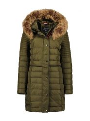 Geographical Norway Płaszcz pikowany "Charlize" w kolorze khaki rozmiar: M. Brązowe płaszcze damskie Geographical Norway, m, z aplikacjami. Za 250.94 zł.