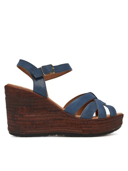 Lasocki Sandały WI23-LEMONE-03 Niebieski. Niebieskie sandały damskie Lasocki, bez wzorów, z nubiku, bez obcasa, na koturnie. Za 199.99 zł.