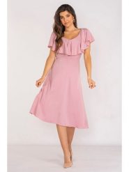 Awama Sukienka w kolorze jasnoróżowym rozmiar: XL. Różowe sukienki damskie Awama, xl, bez wzorów, bez kołnierzyka, bez ramiączek, midi. Za 166.49 zł.