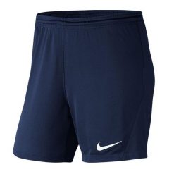 Spodenki piłkarskie damskie Nike Dri-FIT Park III Knit Short. Niebieskie szorty damskie Nike, bez wzorów, sportowe. Za 49.99 zł.