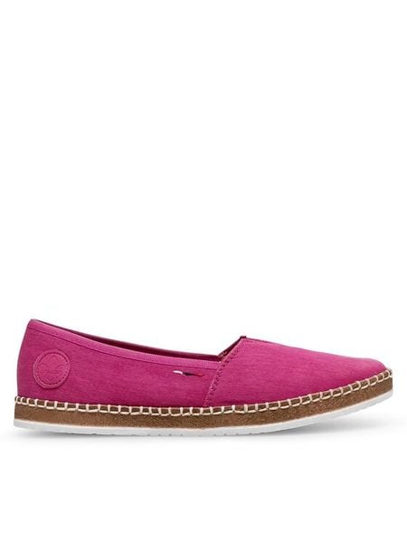 Rieker Espadryle M2278-31 Różowy. Czerwone espadryle damskie Rieker, bez wzorów, z materiału, bez obcasa. Za 269.99 zł.