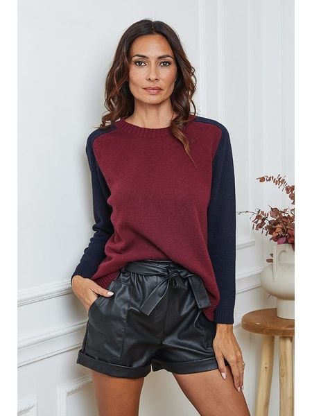 So Cachemire Sweter "Kaleis" w kolorze granatowo-bordowym rozmiar: M. Czerwone swetry klasyczne damskie So Cachemire, m, z kaszmiru, bez kołnierzyka. Za 196.24 zł.