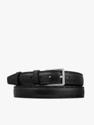 Czarny klasyczny pasek ze skóry licowej. Czarne paski męskie Brawo sp. z o.o., bez wzorów, z jeansu, eleganckie. Za 129.99 zł.