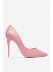 DeeZee Szpilki AB2-4503 Różowy. Czerwone szpilki DeeZee, bez wzorów, ze skóry, bez obcasa. Za 139.99 zł.