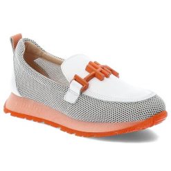 Pomarańczowe Półbuty Hispanitas Modne Wsuwane Obuwie Damskie. Białe półbuty damskie Hispanitas, z aplikacjami, ze skóry, eleganckie, bez obcasa. Za 599.00 zł.