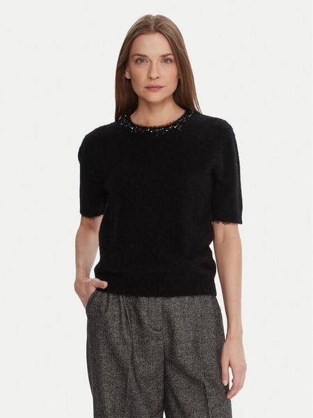 KAOS Sweter RI1NT071 Czarny Regular Fit. Czarne swetry klasyczne damskie KAOS, l, z syntetyku, bez kołnierzyka. Za 809.99 zł.