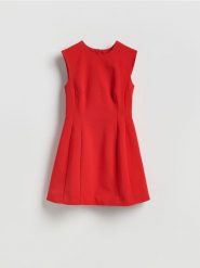 Sukienka mini - czerwony. Czerwone sukienki damskie Reserved, l, bez wzorów, z bawełny, klasyczne, bez kołnierzyka, bez ramiączek, mini. Za 149.99 zł.