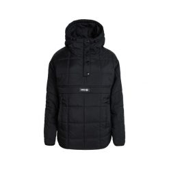 Damski płaszcz typu kangur z kapturem i kieszenią centralną DAPHNE. Czarne płaszcze damskie IZAS, bez wzorów, z nylonu, sportowe. Za 443.43 zł.