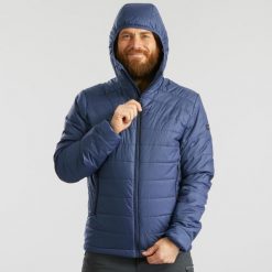 Kurtka trekkigowa męska zimowa Forclaz MT100 - 5°C. Czarne kurtki męskie FORCLAZ, na zimę, l, bez wzorów, z materiału, sportowe, bez kaptura. Za 179.99 zł.