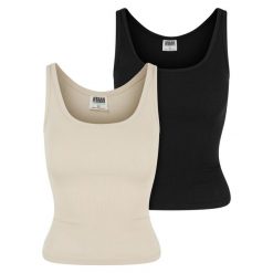 Damski tank top Urban Classics Organic Basic (x2). Brązowe topy damskie Urban Classics, bez wzorów, z bawełny, bez kołnierzyka. Za 142.00 zł.