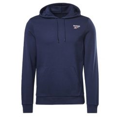 Bluza dresowa męska REEBOK z kapturem bawełna. Niebieskie bluzy sportowe męskie Reebok, bez wzorów, z bawełny, sportowe, bez kołnierzyka, bez ramiączek. Za 209.00 zł.