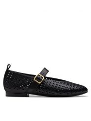 Clarks Półbuty Fawna Jane 26181229 Czarny. Czarne półbuty damskie Clarks, bez wzorów, ze skóry, bez obcasa, na płaskiej podeszwie. Za 289.99 zł.