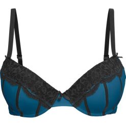 Biustonosz usztywniany bonprix niebieskozielony morski - czarny. Niebieskie biustonosze bonprix, bez wzorów, z koronki. Za 37.99 zł.