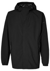 Rowerowa kurtka przeciwdeszczowa Hoga unisex, kruczoczarna. Czarne kurtki damskie BASIL, s, bez wzorów, z materiału, bez kaptura. Za 419.90 zł.