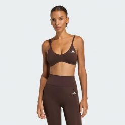 Biustonosz Optime Essentials Workout Light Support. Brązowe biustonosze sportowe damskie Adidas, bez wzorów. Za 179.00 zł.