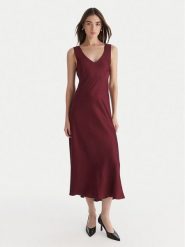 ViCOLO Sukienka koktajlowa TF0247 Bordowy Regular Fit. Czerwone sukienki damskie ViCOLO, s, bez wzorów, z wiskozy, wizytowe, bez kołnierzyka, bez ramiączek. Za 399.99 zł.