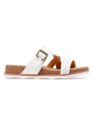 Clarks Skórzane klapki w kolorze białym rozmiar: 39,5. Białe klapki damskie Clarks, bez wzorów, bez obcasa. Za 123.82 zł.