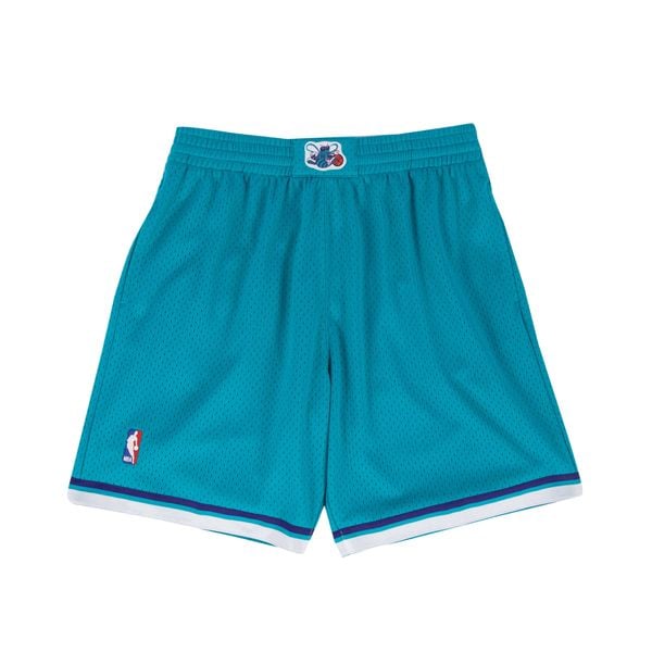 Swingman Szorty Charlotte Hornets. Niebieskie szorty męskie Mitchell & Ness, bez wzorów, sportowe. Za 389.00 zł.