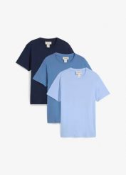 T-shirt, regular fit (3 szt.). Szare t-shirty męskie bonprix, l, bez wzorów, z dzianiny, bez kołnierzyka. Za 97.99 zł.