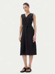 Calvin Klein Sukienka letnia K20K208424 Czarny Regular Fit. Czarne sukienki damskie CALVIN KLEIN, na lato, bez wzorów, ze lnu, bez kołnierzyka, bez ramiączek. Za 579.99 zł.