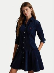 Polo Ralph Lauren Sukienka koszulowa 211972069004 Granatowy Regular Fit. Niebieskie sukienki damskie Polo Ralph Lauren, bez wzorów, z bawełny, bez kołnierzyka, bez ramiączek, koszulowe. Za 1,039.00 zł.