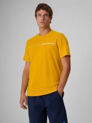 4F T-shirt regular z nadrukiem męski - żółty S. Żółte t-shirty męskie 4f, m, bez wzorów, z bawełny, bez kołnierzyka. Za 59.99 zł.