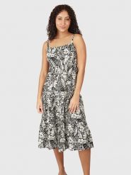 Brunotti Sukienka "Grenadine" w kolorze biało-czarnym rozmiar: S. Białe sukienki damskie BRUNOTTI, s, bez wzorów, bez kołnierzyka, bez ramiączek, midi, rozkloszowane. Za 130.99 zł.