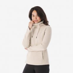 Bluza turystyczna damska Quechua NH100. Brązowe bluzy bez kaptura damskie QUECHUA, xl, z bawełny. Za 109.99 zł.