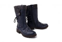 RIEKER TEX Z4750-15 blue, kozaki damskie. Niebieskie kozaki damskie Rieker, bez obcasa. Za 389.90 zł.